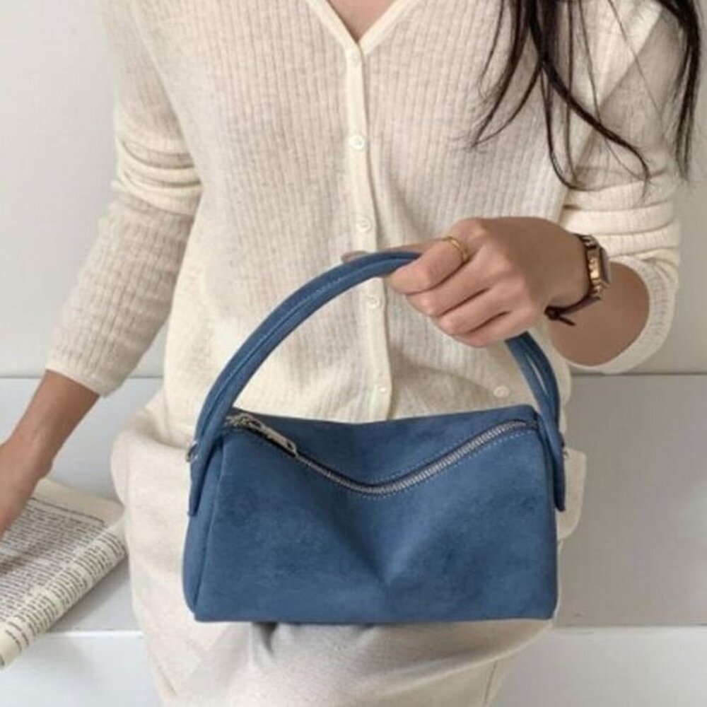 Genuine Leather Rectangle Box Shape Crossbody Bag - image 3